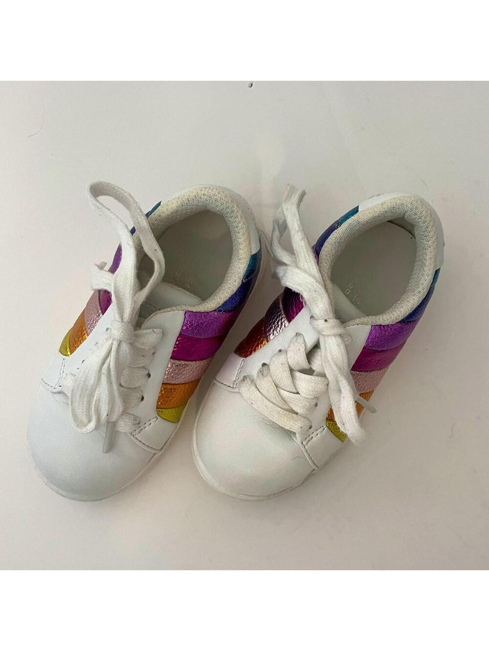 Kurt Geiger London Kids' Mini Lane Stripe Leather Sneakers Rainbow 7 Toddler - Picture 5 of 8
